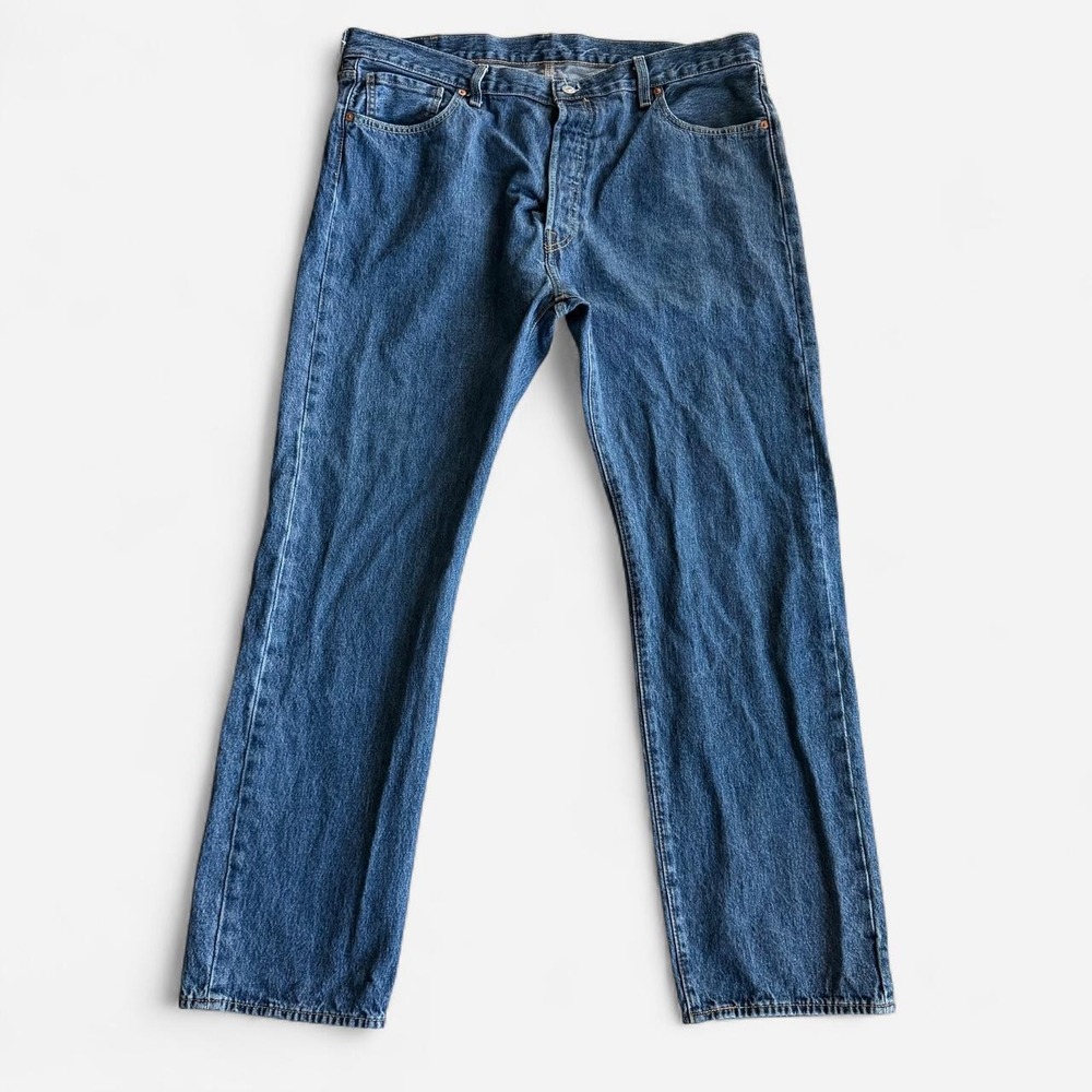 Levi's 501 button fly medium wash straight leg jeans, 42x34
